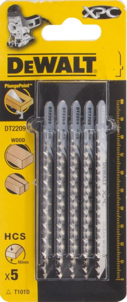 Lames Scie Sauteuse DeWalt DT2169QZ T344D - Lot De 5, Acier Haute Carbone, Coupe Bois, Métal, Plastique