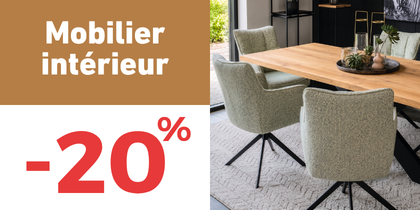 Mobilier int&eacute;rieur : -20%