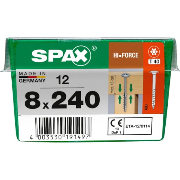 SPAX vis HI.FORCE WIROX - 8x240 STK (bte 12 pces)