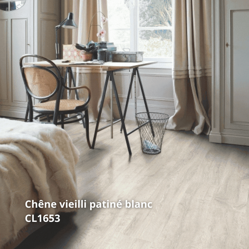Chêne vieilli patiné blanc CL1653