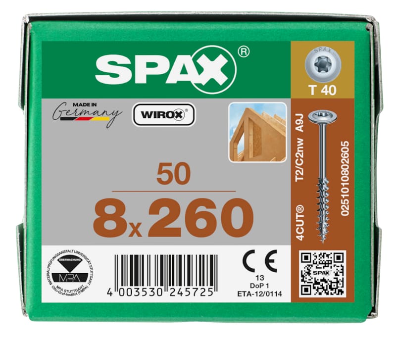SPAX vis HI.FORCE WIROX - 8x260 (bte 50 pces)