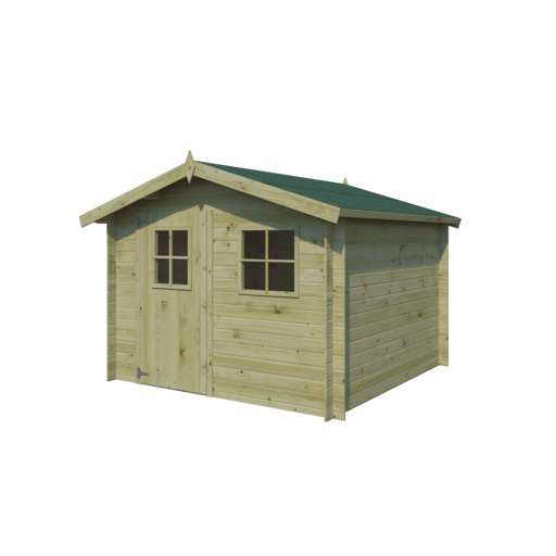 Chalet classique Luzern 19 mm - Traité vert - 265 x 265 cm + auvent 15 cm