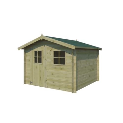Chalet classique Luzern 19 mm - Traité vert - 265 x 265 cm + auvent 15 cm