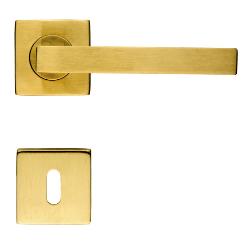 Béquille Kubic Shape 16 mm Laiton Mat Rosace + Entrée