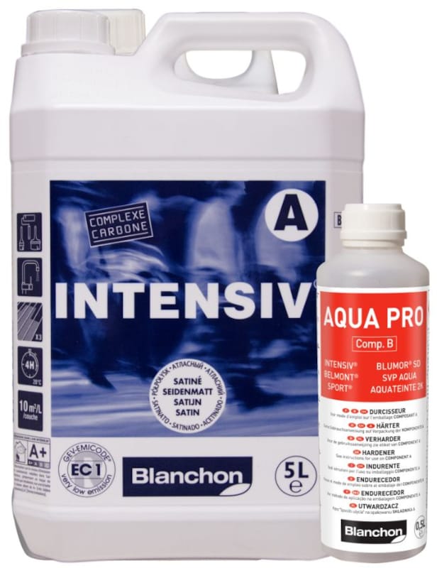Blanchon Vitrificateur parquet Intensiv + Durcisseur Aqua pro - 5 L - Effet nature