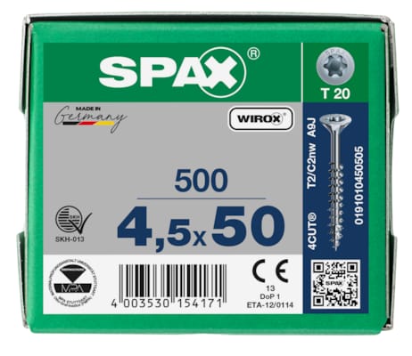SPAX vis TX WIROX - 4,5x50 (boite 500 pces)