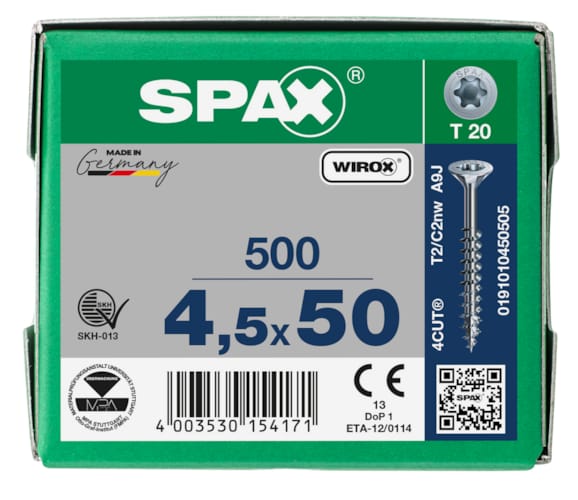 SPAX vis TX WIROX - 4,5x50 (boite 500 pces)