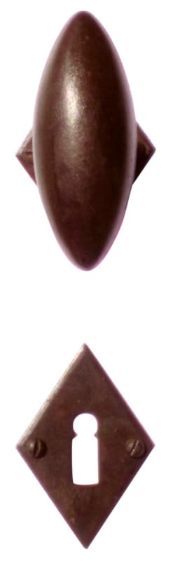 Poignée de porte Olive rouille losange R+E