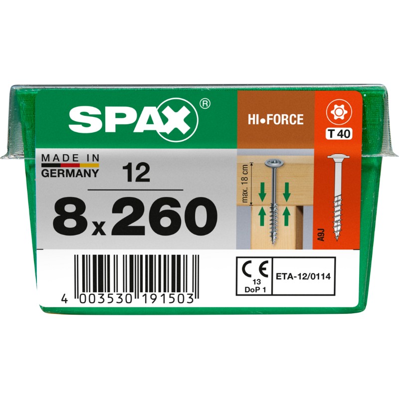 SPAX vis HI.FORCE WIROX - 8x260 STK (bte 12 pces)