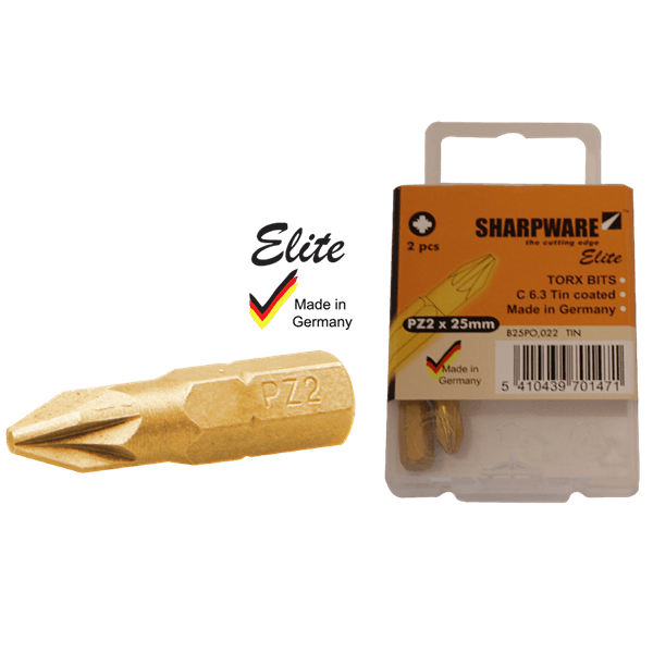 Bits Elite 25 mm 1/4" C6.3 PZ 1 Tin 2 Pcs