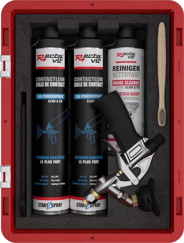 Rectavit set colle pulvérisable + pistolet - Bois et intérieur - PowerSpray Click&Fix