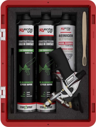 Rectavit set colle pulvérisable + pistolet - Bois et intérieur - TurboSpray Click&Fix