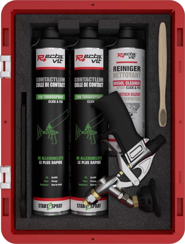 Rectavit set colle pulvérisable + pistolet - Bois et intérieur - TurboSpray Click&Fix