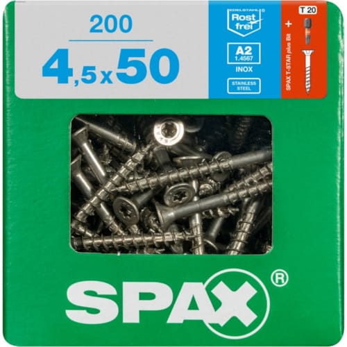 SPAX vis T-STAR+ A2 inox - 4,5x50 XL (bte 200 pces)