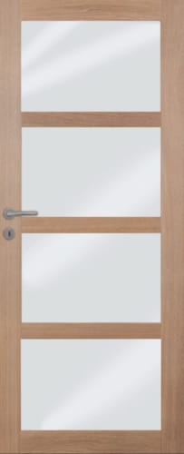 Porte pleine chêne 4 vitres mat 89 - 2015 x 730 mm