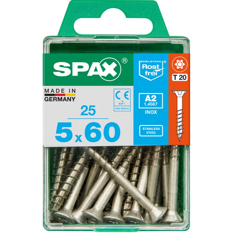 SPAX vis T-STAR+ A2 inox - 5x60 M (boite 25 pces)