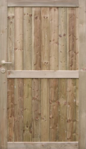 Porte de jardin en bois vertical et encadré 1m80 x 1m