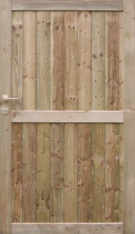 Porte de jardin en bois vertical et encadré 1m80 x 1m