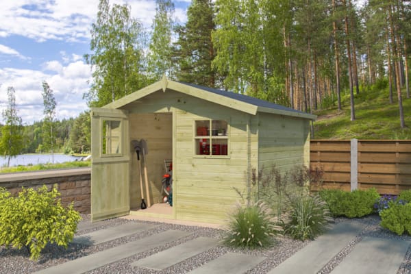 Chalet classique Luzern 19 mm - Traité vert - 265 x 265 cm + auvent 15 cm