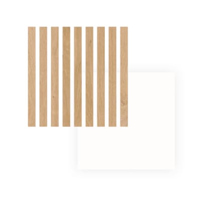 Panneau mural Maestro Latt White Paintable avec 7 lattes Pepper Oak - 20 x 300 x 2770 mm