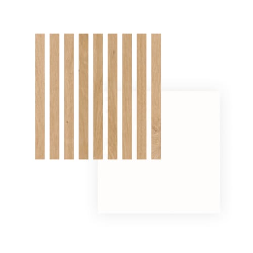 Panneau mural Maestro Latt White Paintable avec 7 lattes Pepper Oak - 20 x 300 x 2770 mm