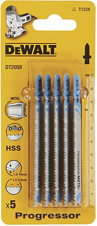 Stanley 5 Lames de Scie HSS "Progressor" Pour Tôles 1,5-10 mm, Tuyaux, Profils, Aluminium