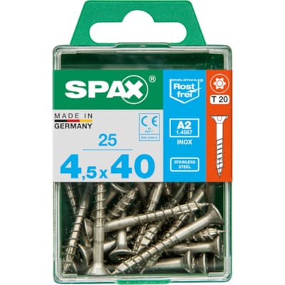 SPAX vis T-STAR+ A2 inox - 4,5x40 M (boite 25 pces)