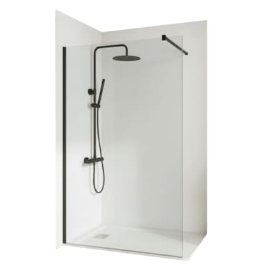 Set avec bras de renfort et profil U noir pour parois de douche