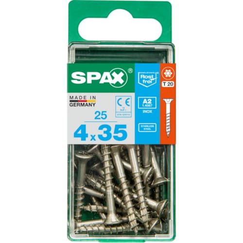 SPAX vis T-STAR+ A2 inox - 4x35 S (boite 25 pces)