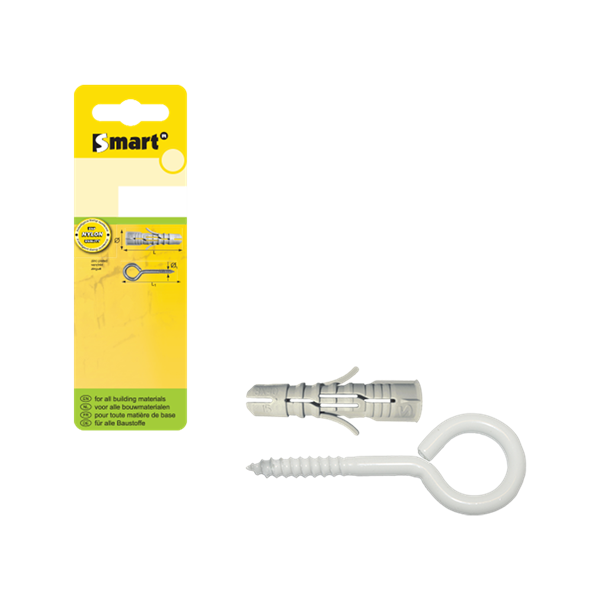 Cheville SMART nylon + piton fermé epoxy blanc - 6 x 30 (6 pces)