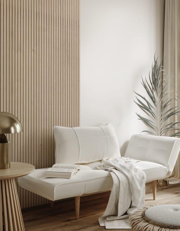 Panneau mural Maestro Latt Matte Black avec 7 lattes Vanilla Oak - 20 x 300 x 2770 mm