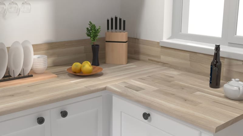 Plan de travail en chêne b/c 3050 x 650 x 27 mm