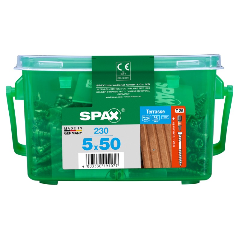 SPAX vis terrasse inox A2 - 5x50 HKB (bte 230 pces)