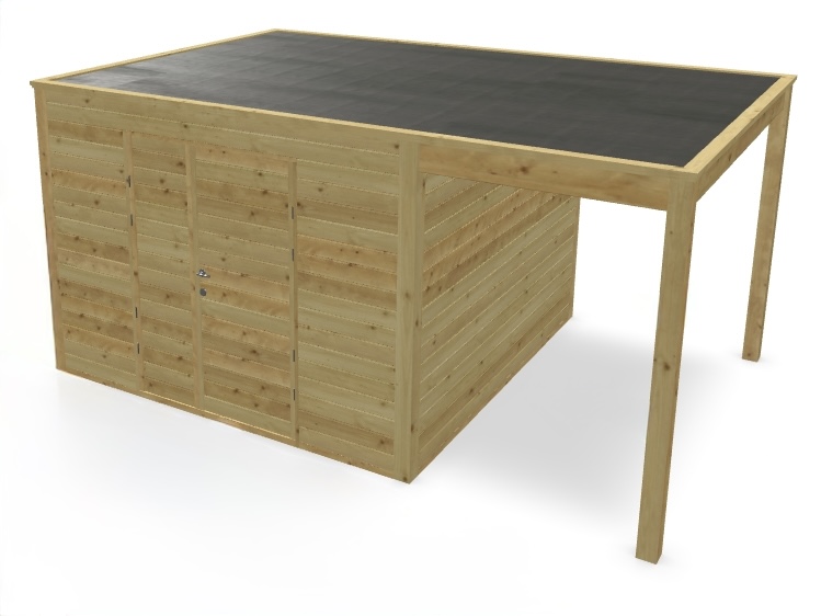 Chalet Cubo horizontal avec abris bûches - 3,18 x 4,77 m