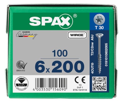 SPAX vis TX WIROX - 6,0x200 (boite 100 pces)