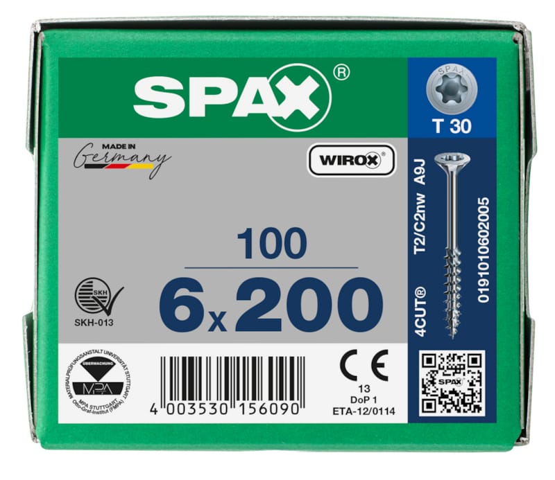 SPAX vis TX WIROX - 6,0x200 (boite 100 pces)