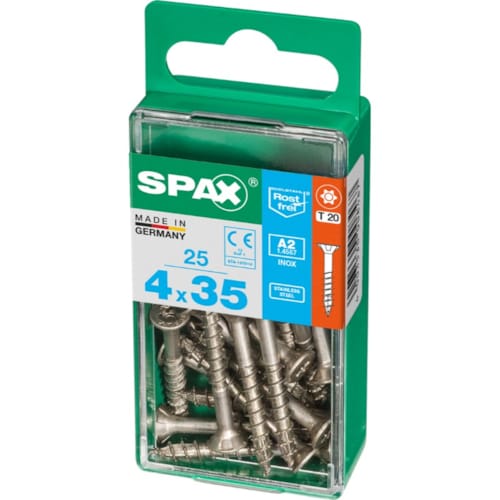 SPAX vis T-STAR+ A2 inox - 4x35 S (boite 25 pces)