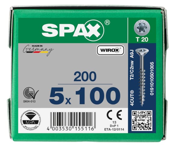 SPAX vis TX WIROX - 5x100 (boite 200 pces)