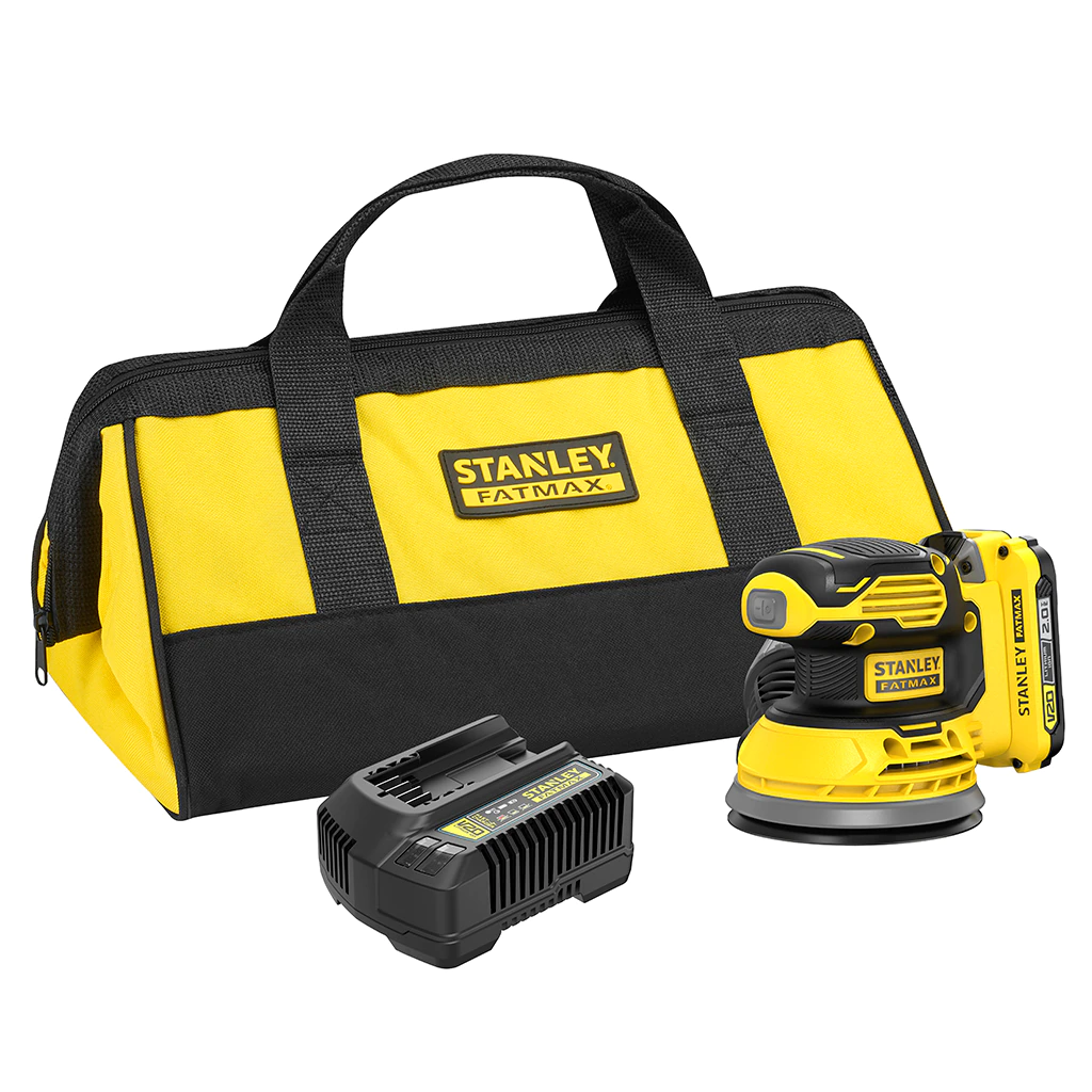 Stanley Fatmax V20 18V Ponceuse Excentrique avec 1 Batterie 2.0AH et 1 Sac