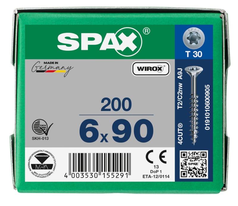 SPAX vis TX WIROX - 6x90 (boite 200 pces)