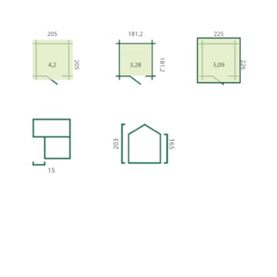 Chalet classique Luzern 19 mm - 205 x 205 cm + auvent 15 cm