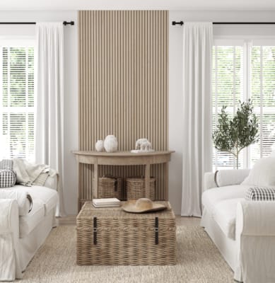 Panneau mural Maestro Latt Matte Black avec 7 lattes Vanilla Oak - 20 x 300 x 2770 mm