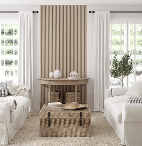 Panneau mural Maestro Latt Matte Black avec 7 lattes Vanilla Oak - 20 x 300 x 2770 mm