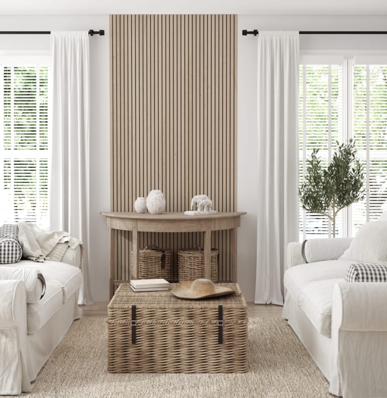 Panneau mural Maestro Latt Matte Black avec 7 lattes Vanilla Oak - 20 x 300 x 2770 mm