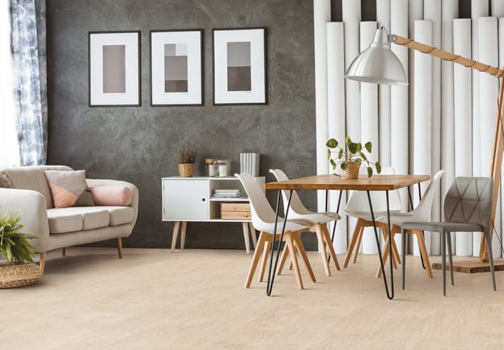 Revêtement de sol liège - blanc antique - 7 x 19 x 1225 mm