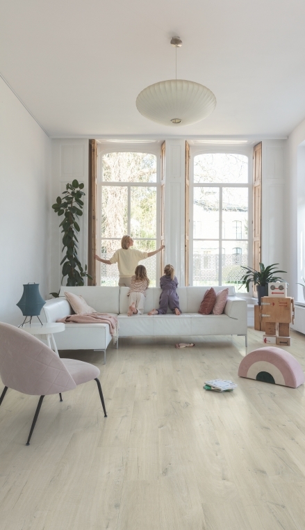 Quick-Step vinyle Alpha Vinyl Bloom 5+1 - chêne coton blush blanc 40200 - 6 x 209 x 1494 m