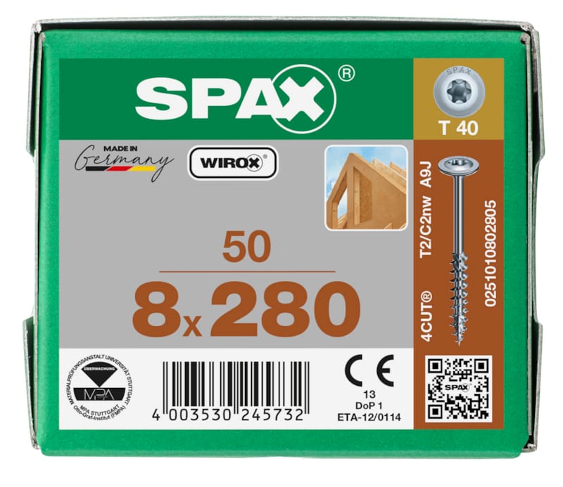 SPAX vis HI.FORCE WIROX - 8x280 (bte 50 pces)