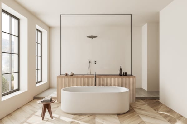 Panneau mural Maestro Latt blanc hydrofuge avec 7 lattes Natural Oak - 16 x 300 x 2770 mm