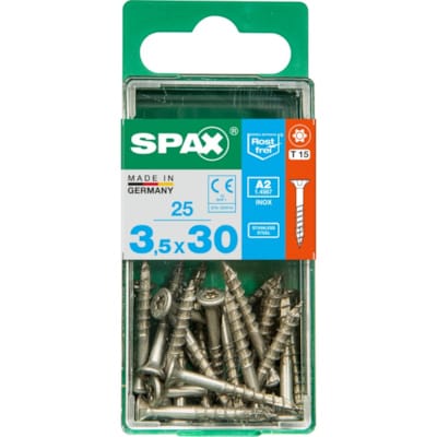 SPAX vis T-STAR+ A2 inox - 3,5x30 S (boite 25 pces)