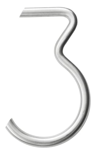 Chiffre 3 arrondi en inox pour façade